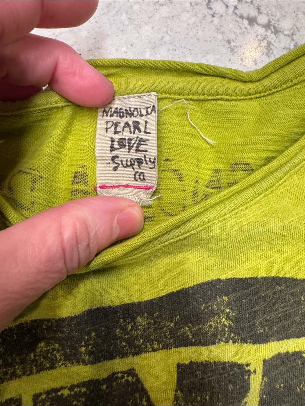 Magnolia Pearl Lime Green Graphic Short Sleeve Tee One Size Very Collectible - Picture 2 of 6